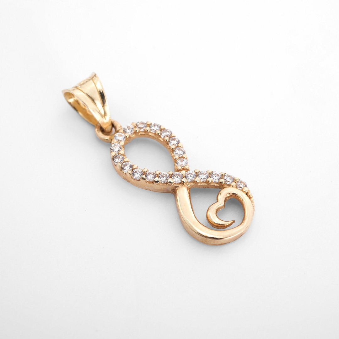 14K Solid Gold Heart with Infinity Diamond Necklace for Women - Doozy Diamonds