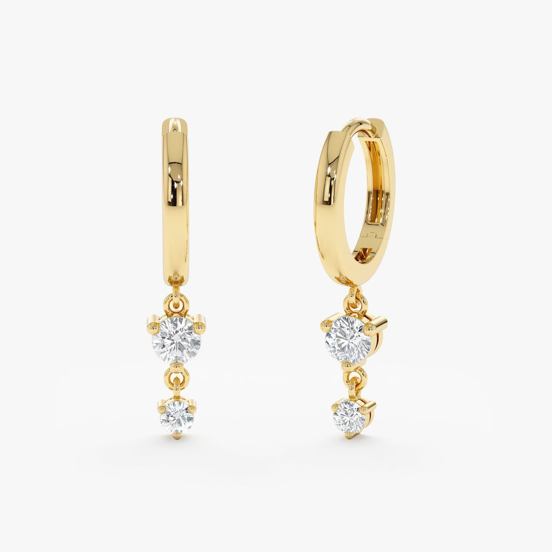 0.32CT Round Two Stone lab grown diamonds Huggie Hoop Earrings - Doozy Diamonds