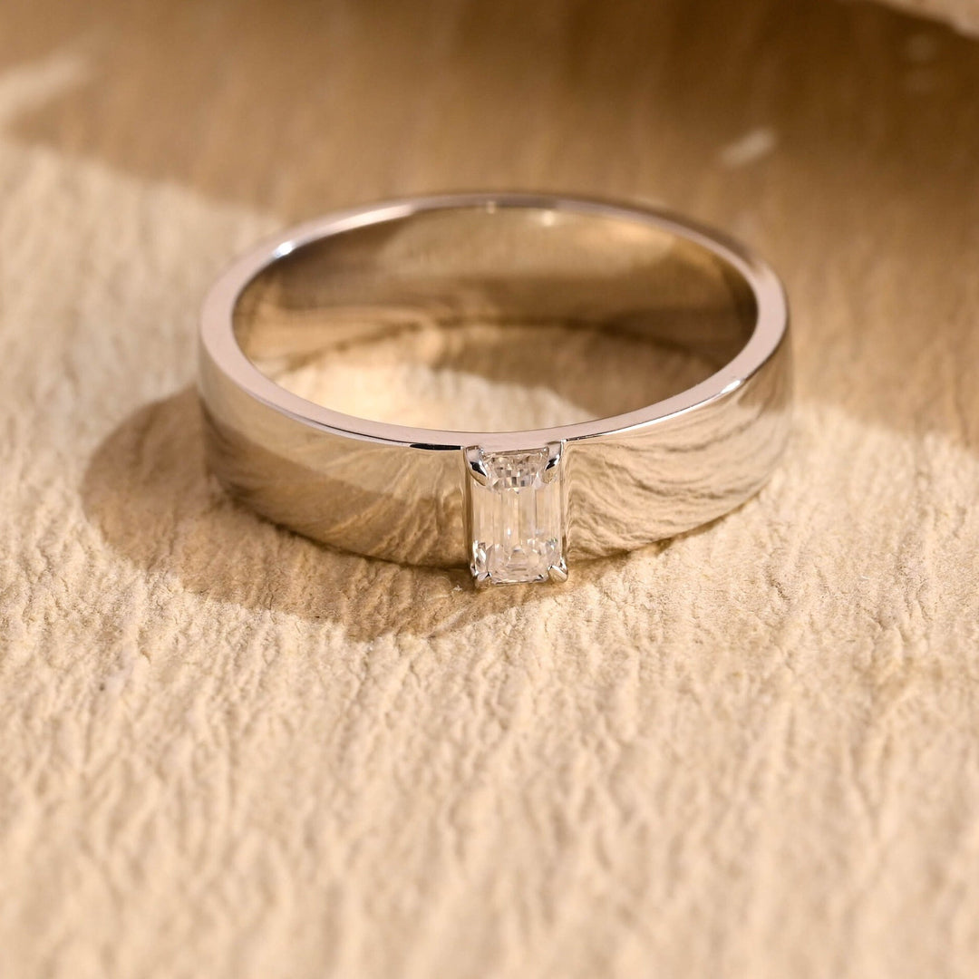 0.50CT Emerald Cut Lab Grown Minimalist Men's Wedding Band - Doozy Diamonds