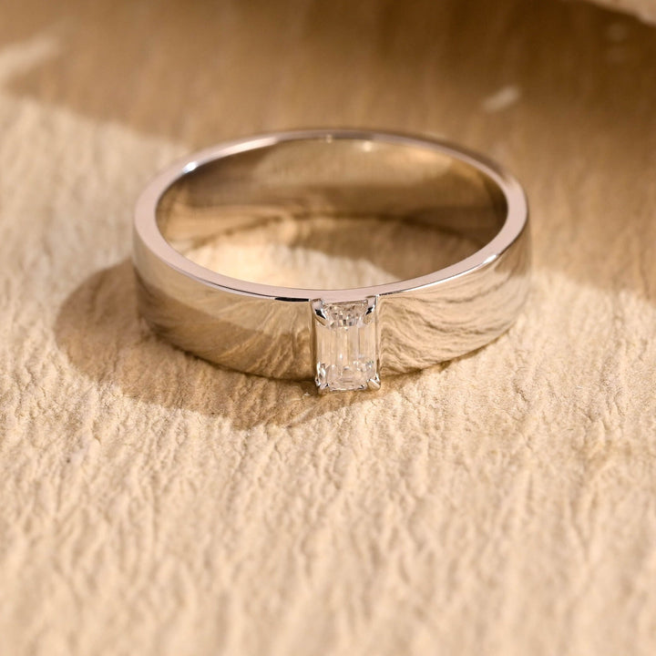 0.50CT Emerald Cut Lab Grown Minimalist Men's Wedding Band - Doozy Diamonds