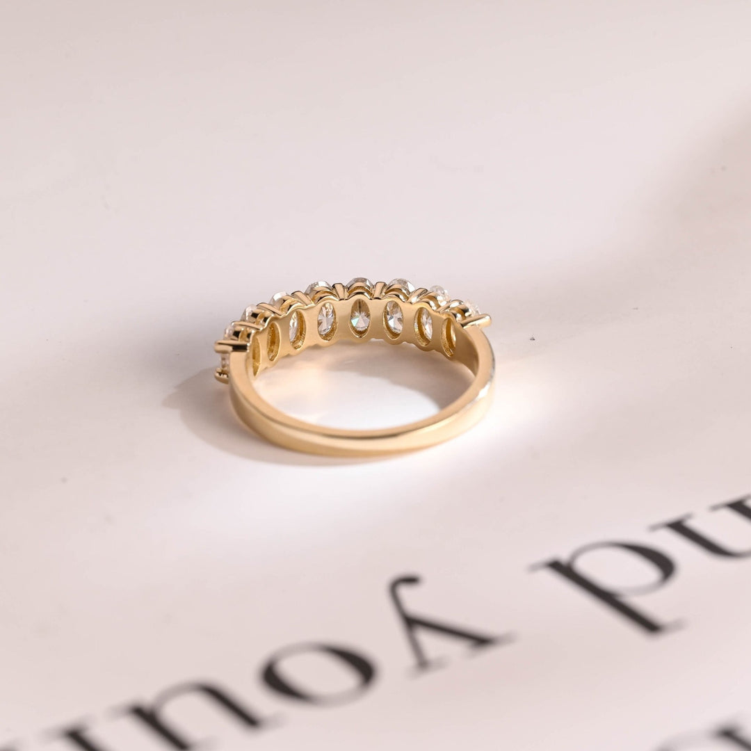 Oval diamond wedding band in white gold