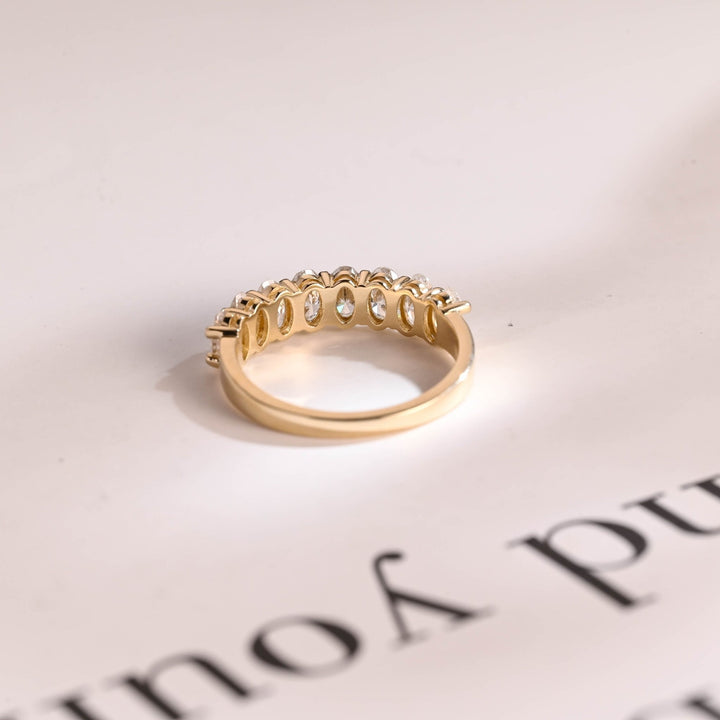 Oval diamond wedding band in white gold