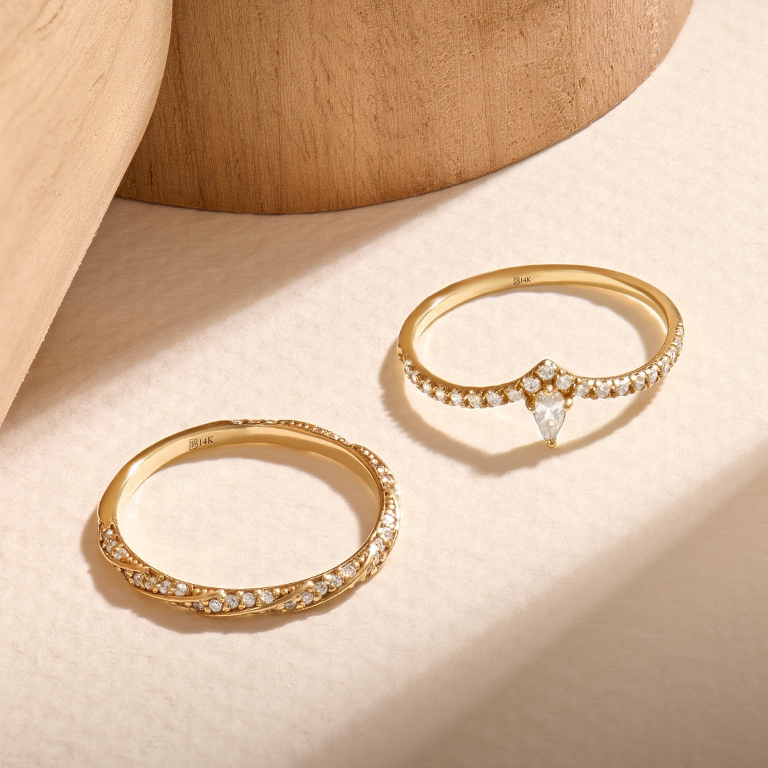 Round Cut Twisted lab grown diamond Wedding Ring In 10K Gold - Doozy Diamonds