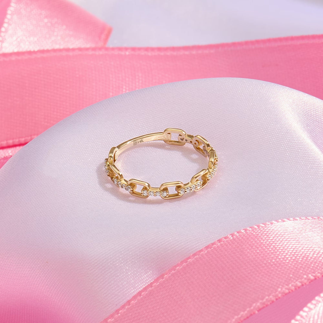 Link Chain Diamond lab grown diamond Wedding Band in 18K Gold - Doozy Diamonds