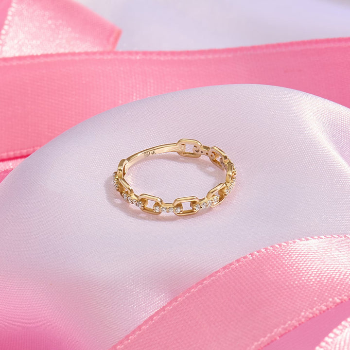 Link Chain Diamond lab grown diamond Wedding Band in 18K Gold - Doozy Diamonds