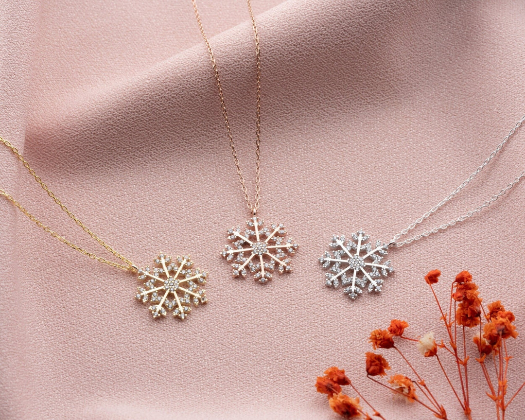 Round Cut lab grown diamonds Snowflake Pendant for Women - Doozy Diamonds