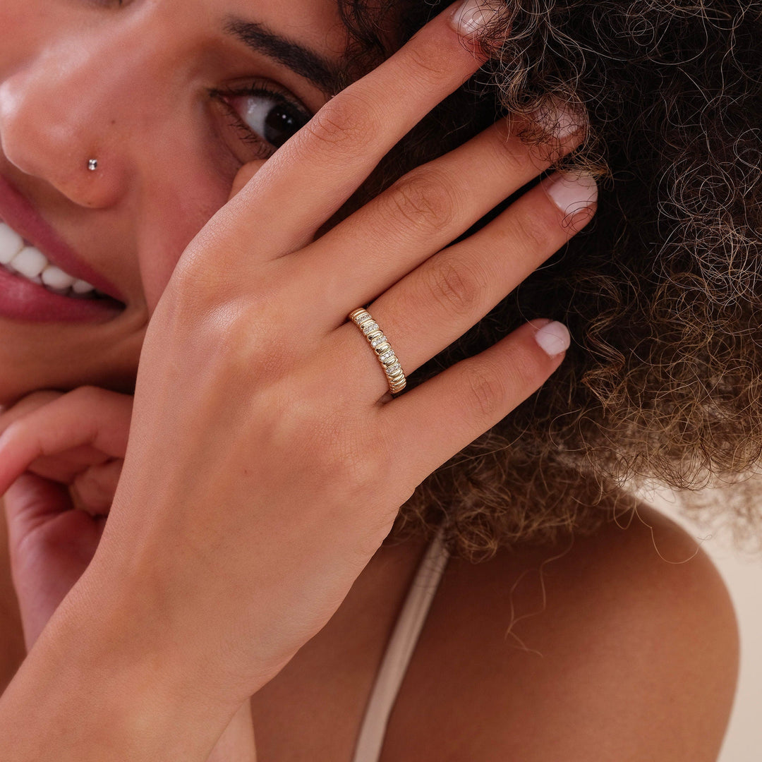 Round Cut Diamond Half Eternity Unique Wedding Ring for Her - Doozy Diamonds