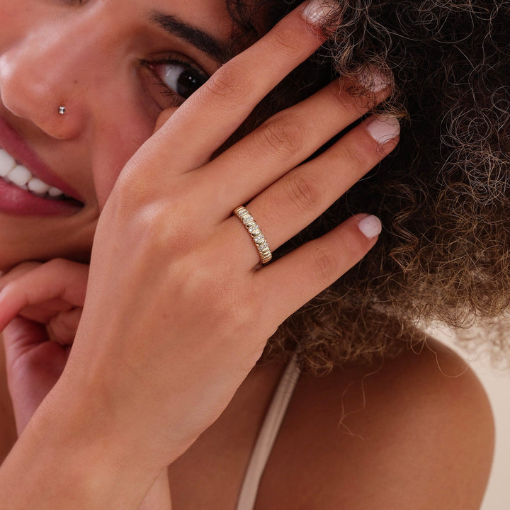 Round Cut Diamond Half Eternity Unique Wedding Ring for Her - Doozy Diamonds
