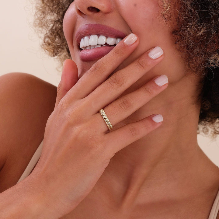 Round Cut Diamond Half Eternity Unique Wedding Ring for Her - Doozy Diamonds