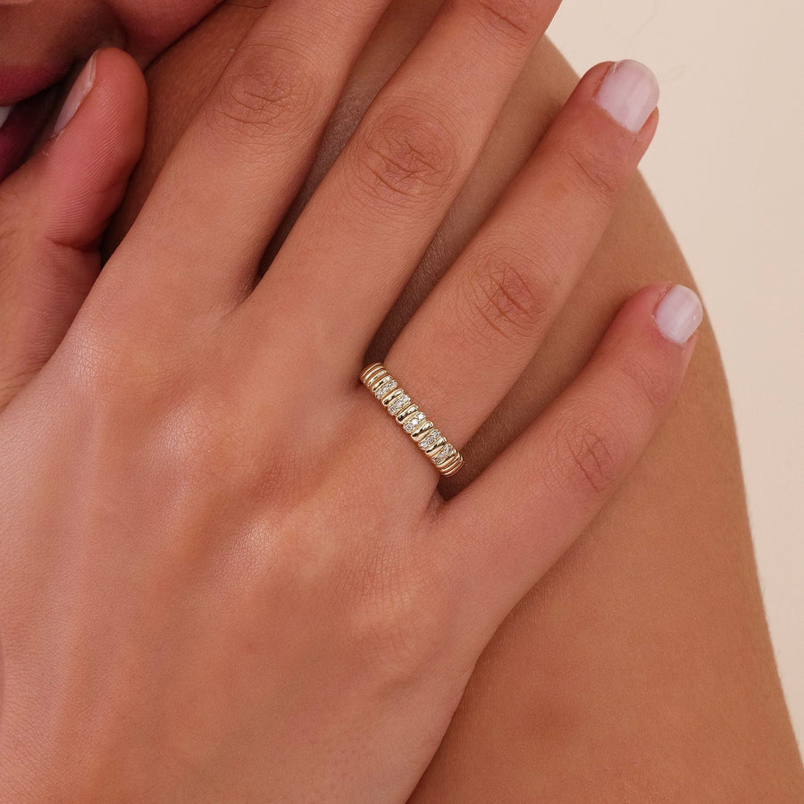 Round Cut Diamond Half Eternity Unique Wedding Ring for Her - Doozy Diamonds