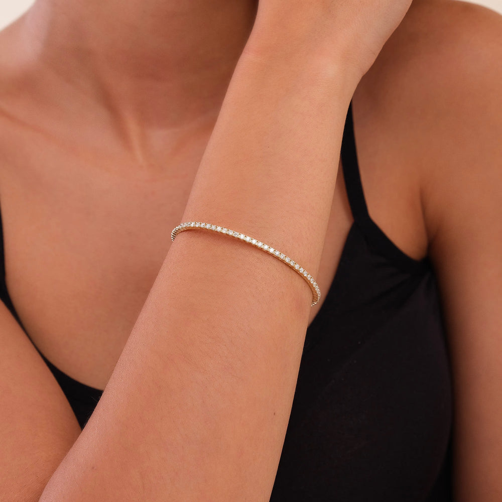 Round Cut Diamond Flexible Bracelet Bangle for Every Day - Doozy Diamonds