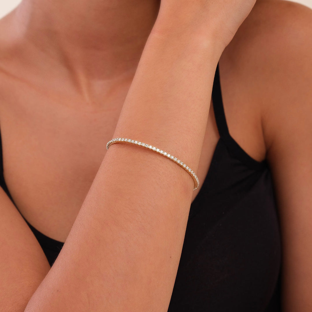 Round Cut Diamond Flexible Bracelet Bangle for Every Day - Doozy Diamonds