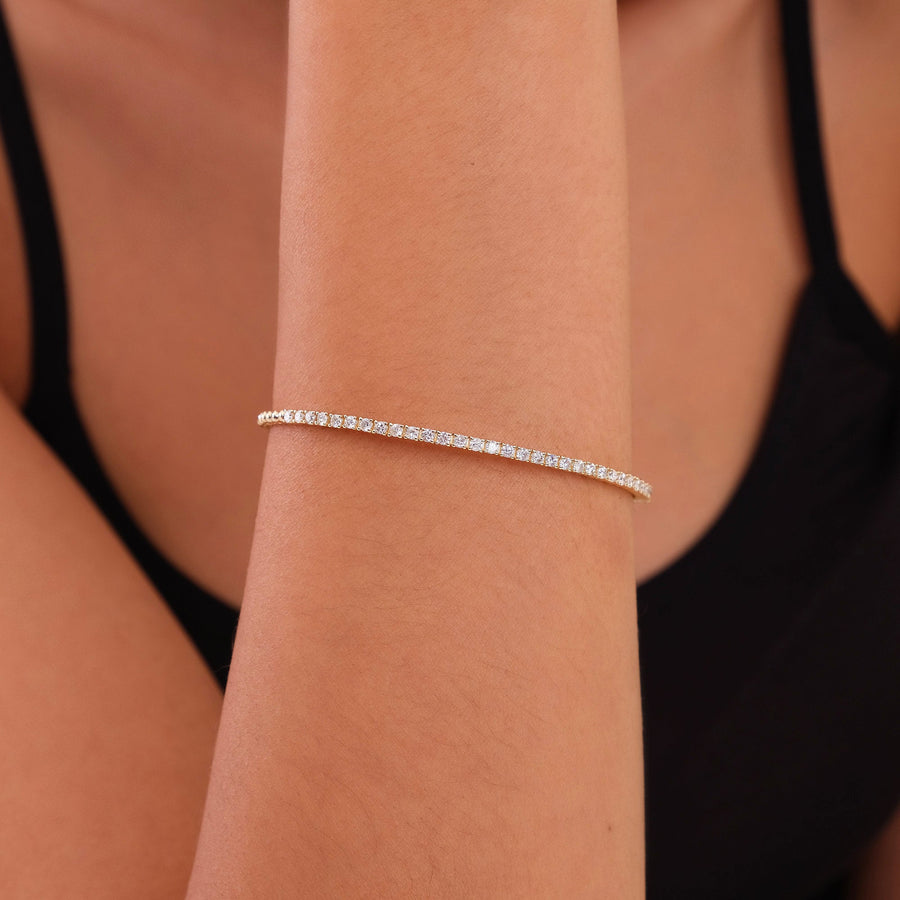 Round Cut Diamond Flexible Bracelet Bangle for Every Day - Doozy Diamonds