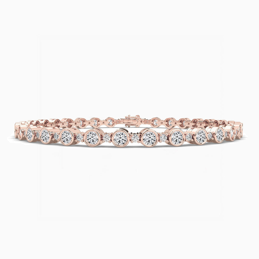 Bezel Set Round Cut Lab-Grown Diamond Tennis Bracelet For Women