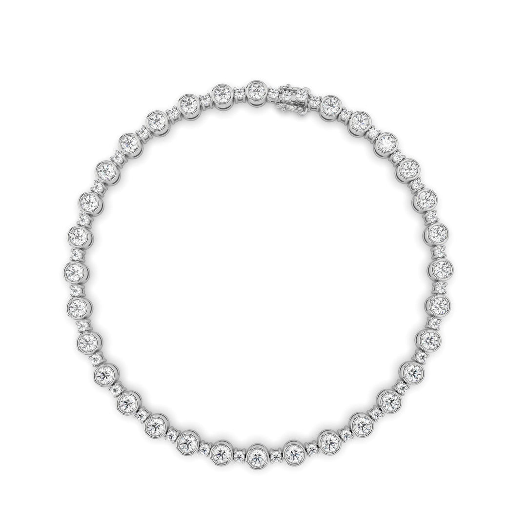 Bezel Set Round Cut Lab-Grown Diamond Tennis Bracelet For Women