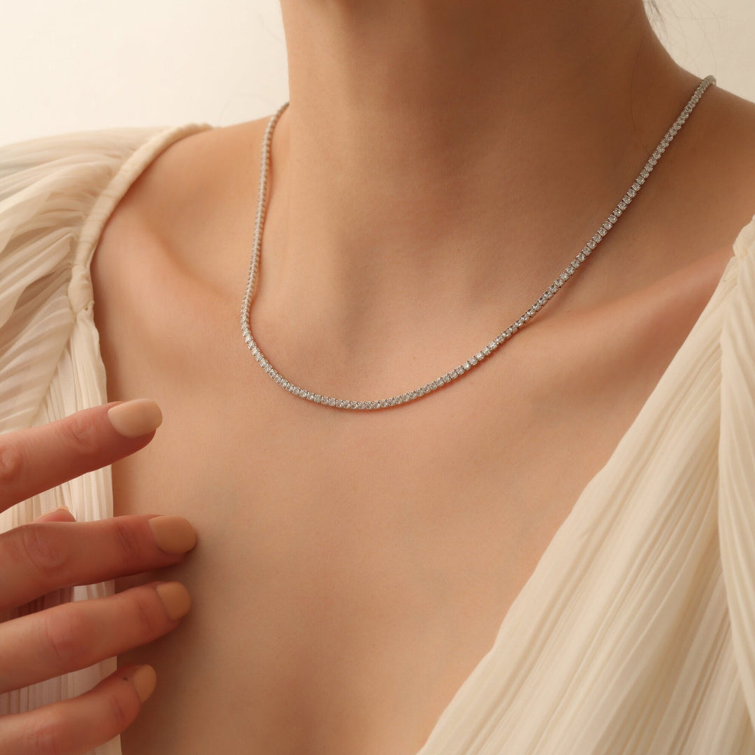 Round Cut Diamond lab grown diamond Tennis Necklace for Women - Doozy Diamonds