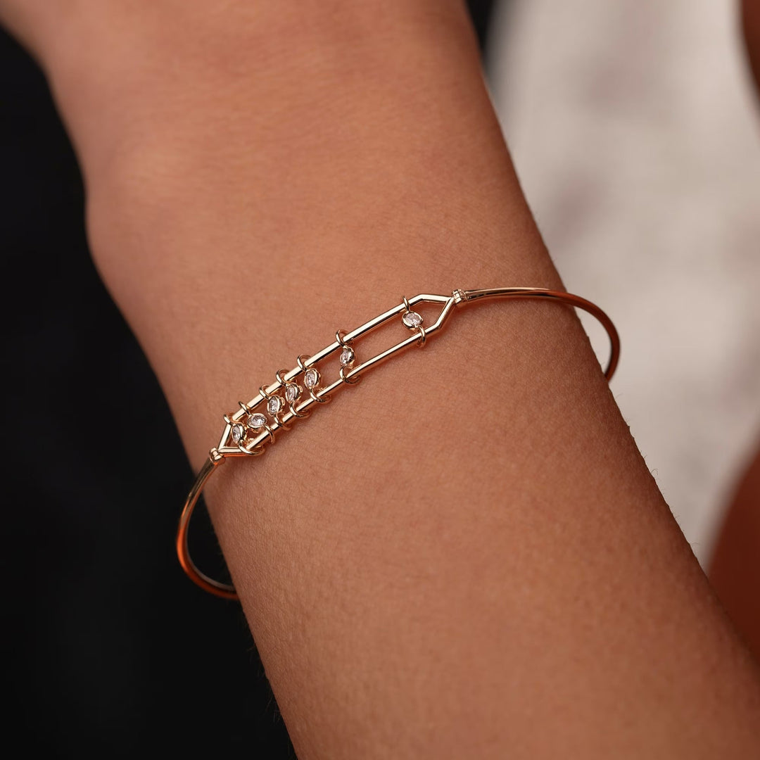 Bezel Set Diamond Unique Bangle Bracelet for Women - Doozy Diamonds