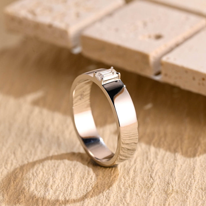 0.50CT Emerald Cut Lab Grown Minimalist Men's Wedding Band - Doozy Diamonds