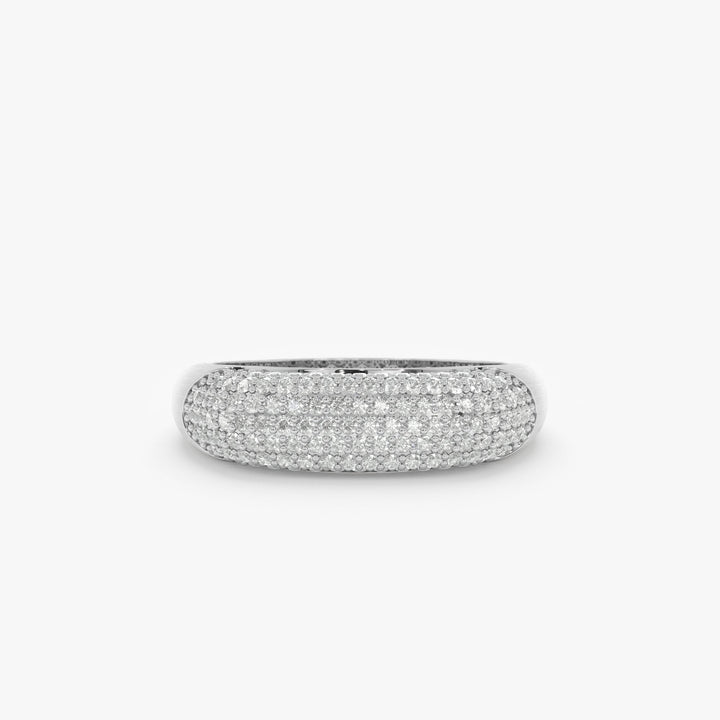 Round Cut Diamond Solid Gold Cigar Wedding Band for Her - Doozy Diamonds