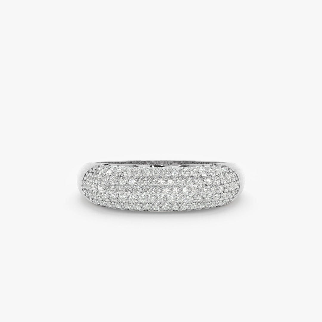 Round Cut Diamond Brushed Solid Gold Cigar Band Women - Doozy Diamonds