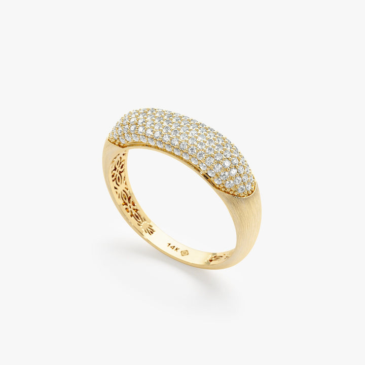 Round Cut Diamond Solid Gold Cigar Wedding Band for Her - Doozy Diamonds