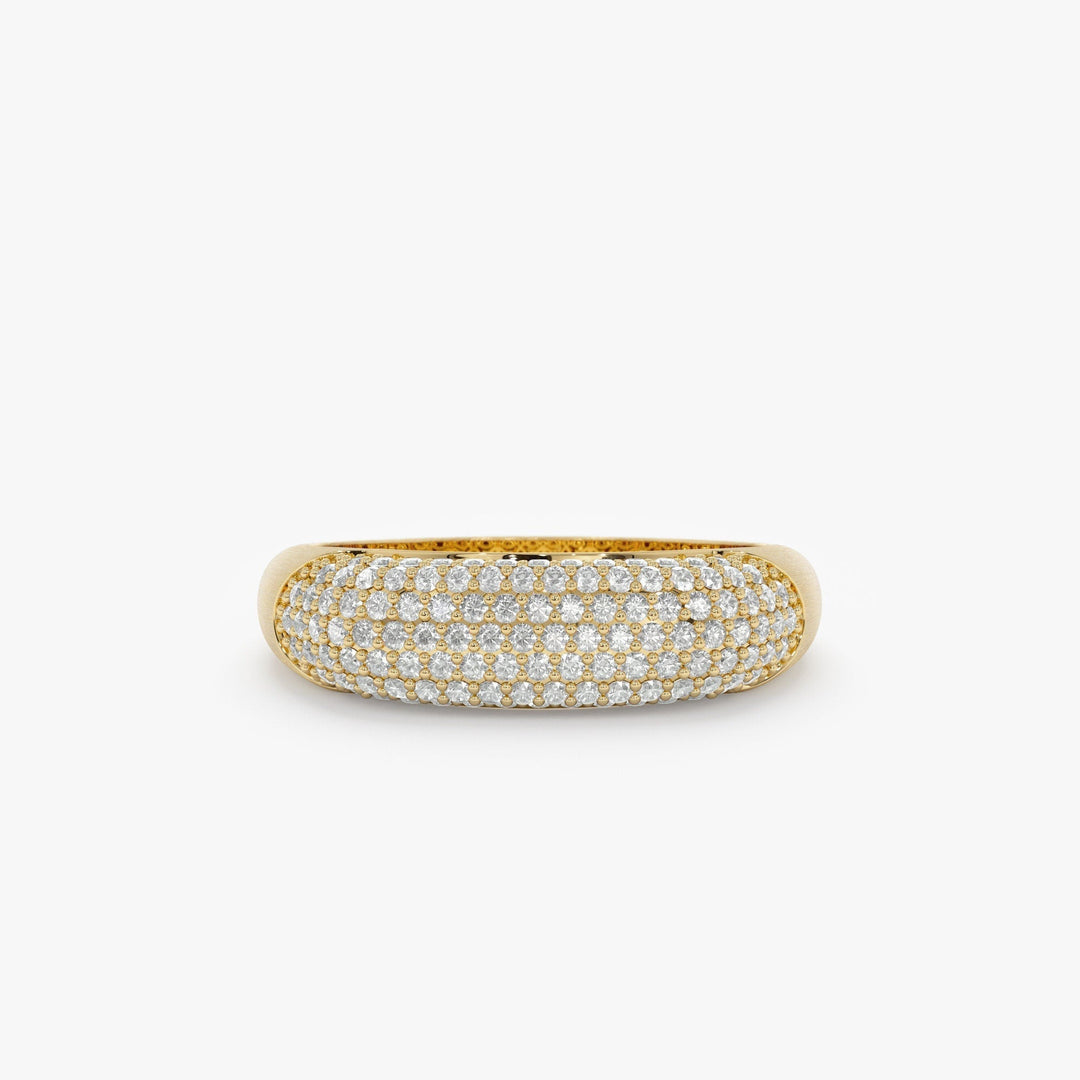 Round Cut Diamond Brushed Solid Gold Cigar Band Women - Doozy Diamonds