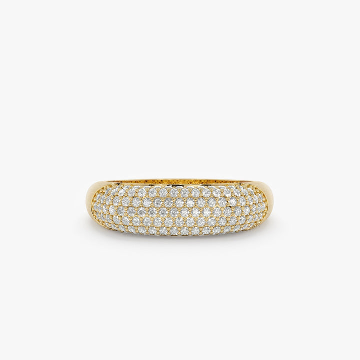Round Cut Diamond Brushed Solid Gold Cigar Band Women - Doozy Diamonds