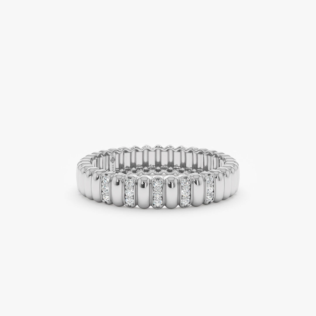 Round Cut Diamond Half Eternity Unique Wedding Ring for Her - Doozy Diamonds