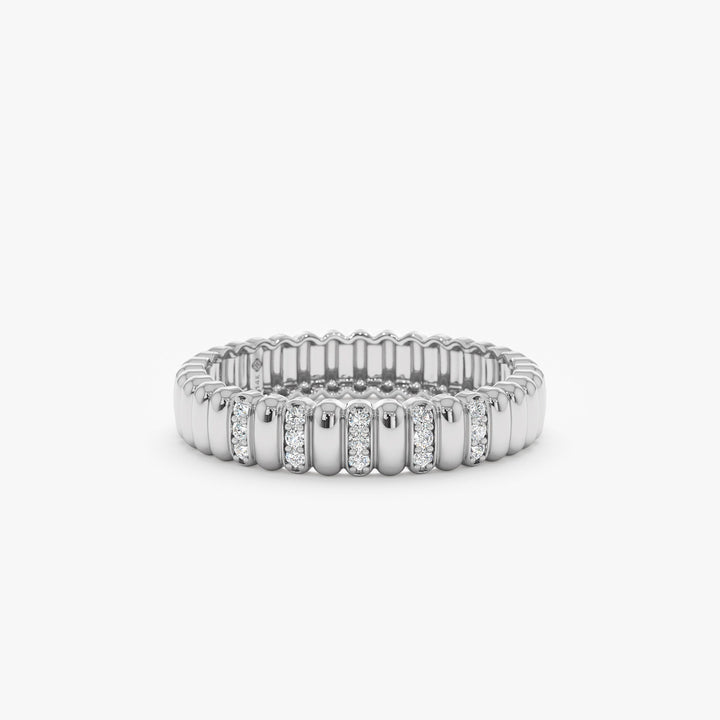 Round Cut Diamond Half Eternity Unique Wedding Ring for Her - Doozy Diamonds