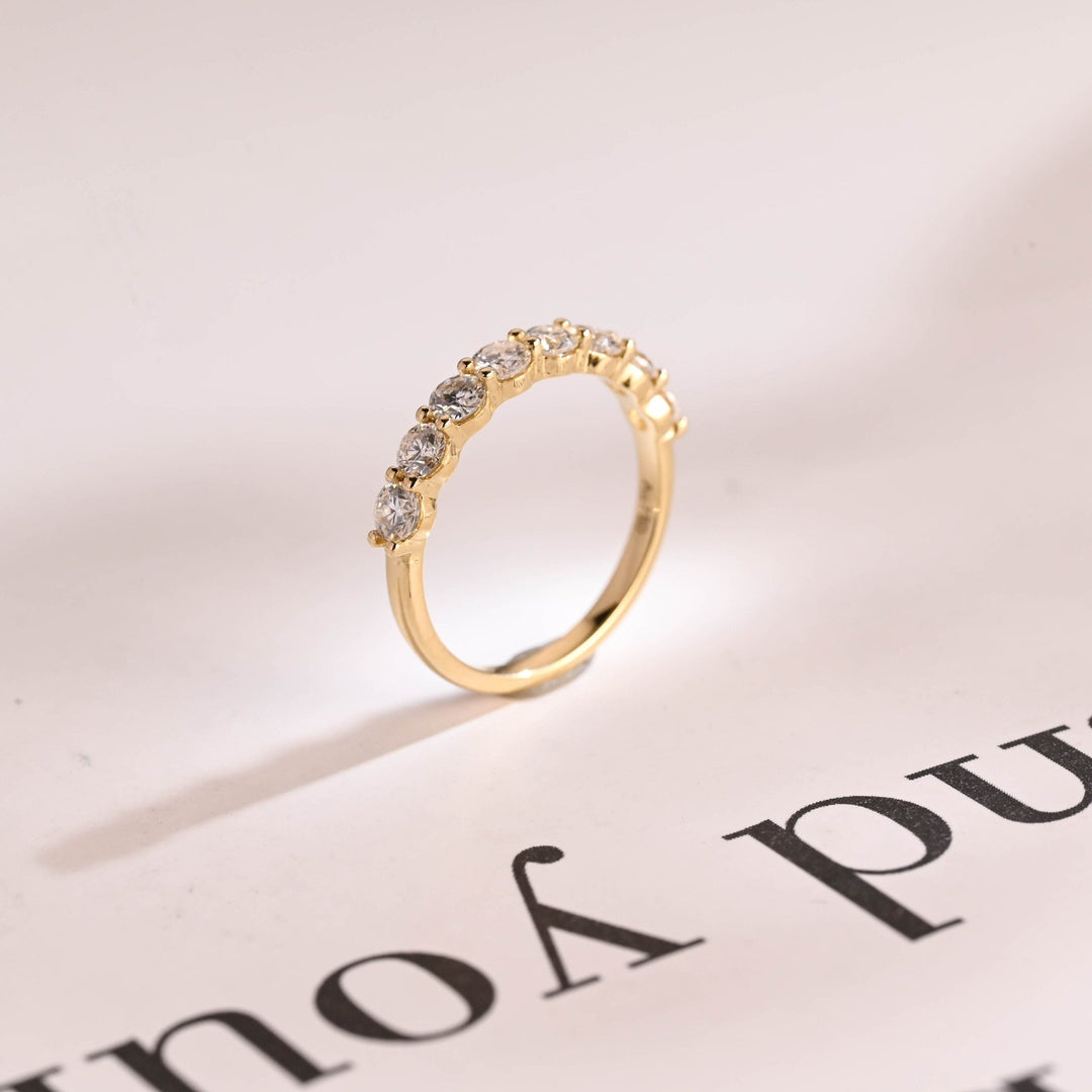 Round lab grown diamond band worn on hand