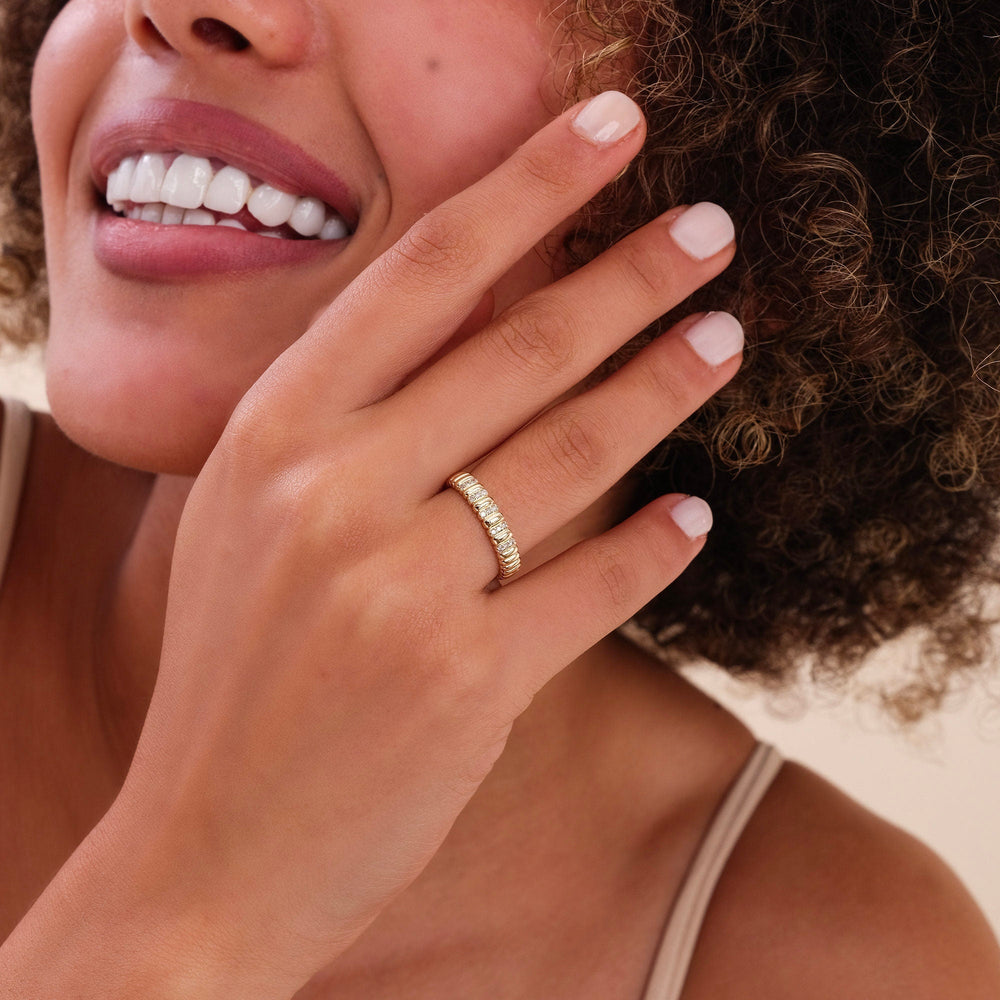 Round Cut Diamond Half Eternity Unique Wedding Ring for Her - Doozy Diamonds