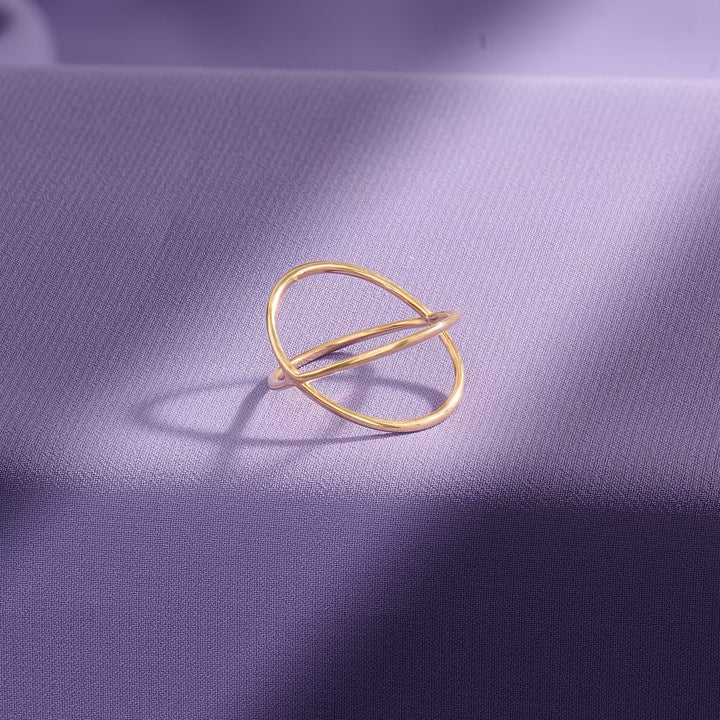Criss Cross Gold Wedding Band in Solid Yellow Gold - Doozy Diamonds