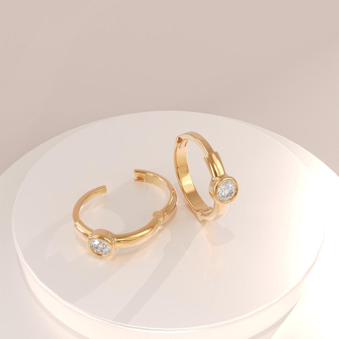 0.5CT Bezel Set Round lab grown diamonds Cz Huggie Hoop Earrings - Doozy Diamonds