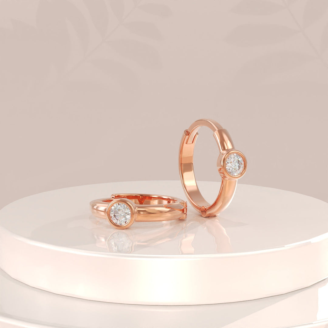 0.5CT Bezel Set Round lab grown diamonds Cz Huggie Hoop Earrings - Doozy Diamonds