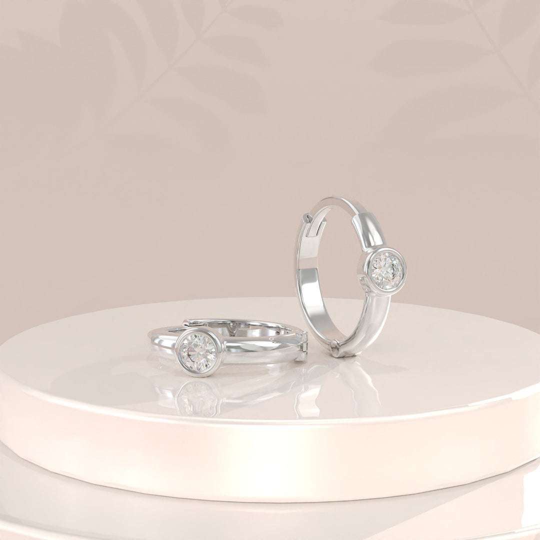0.5CT Bezel Set Round lab grown diamonds Cz Huggie Hoop Earrings - Doozy Diamonds
