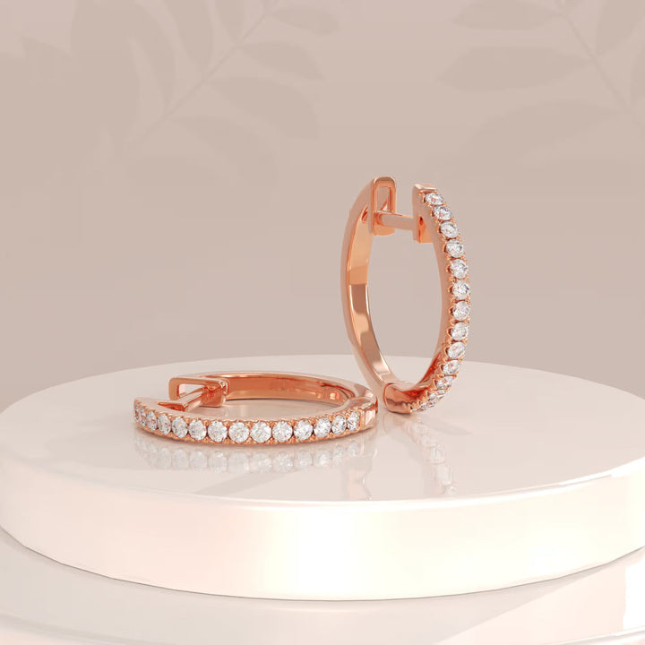 Round Pave Cz Hoop Diamond Earrings For Women In Solid Gold - Doozy Diamonds