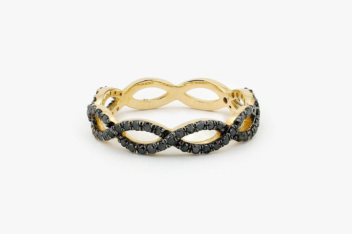 Black Round Cut Infinity Twist Diamond Band for Women - Doozy Diamonds