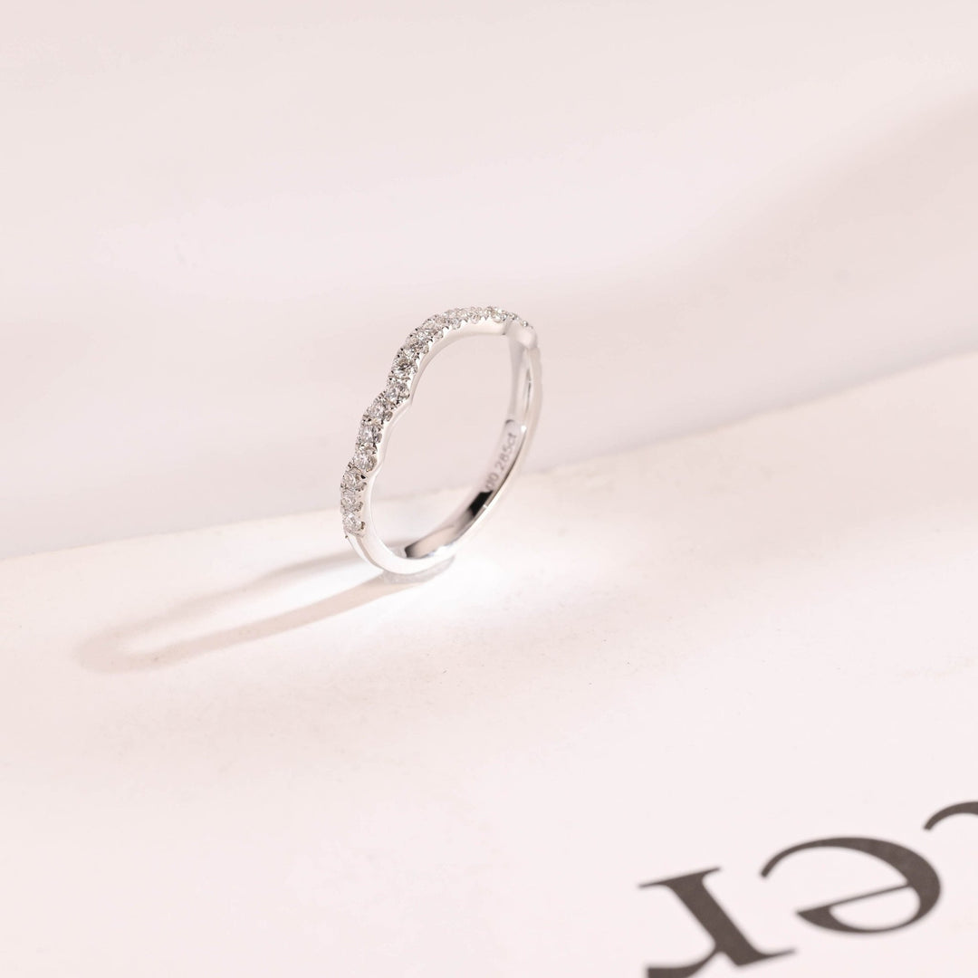 Round lab grown diamond band worn on hand