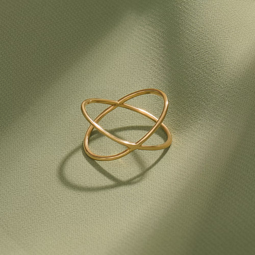 Criss Cross Gold Wedding Band in Solid Yellow Gold - Doozy Diamonds