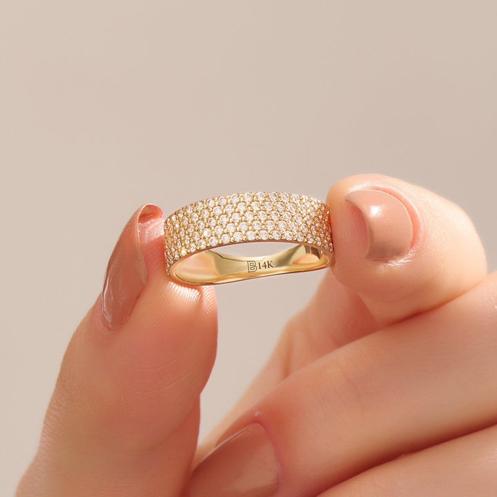 Round Cut Diamond Pave Thick Ring Gift for Her - Doozy Diamonds