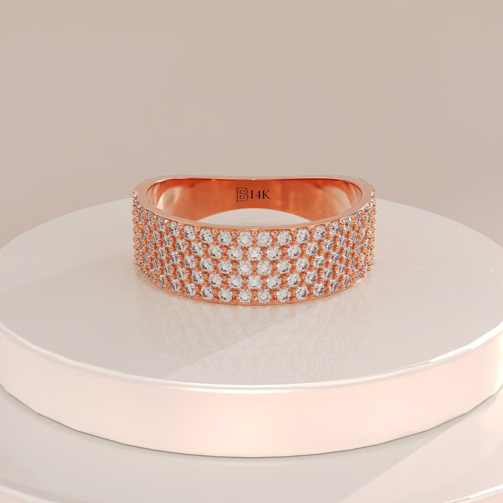 Round Cut Diamond Pave Thick Ring Gift for Her - Doozy Diamonds