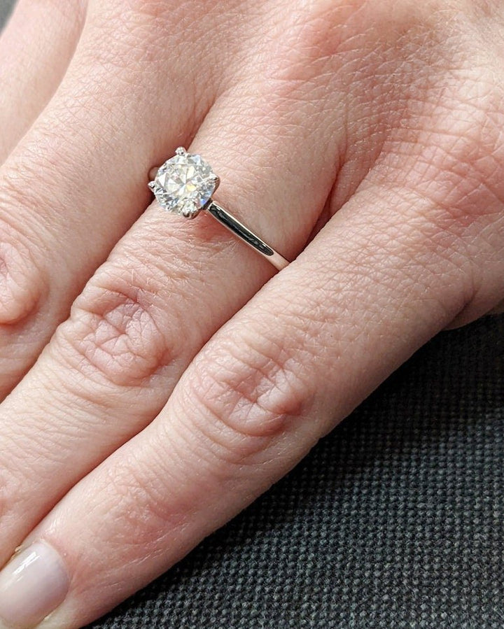 Handcrafted round cut solitaire lab grown diamond engagement ring