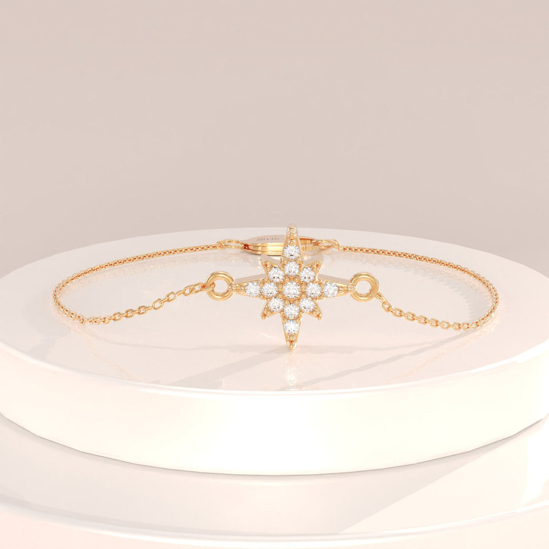 Round Cut Diamond Tiny Star Bracelet For Gift - Doozy Diamonds