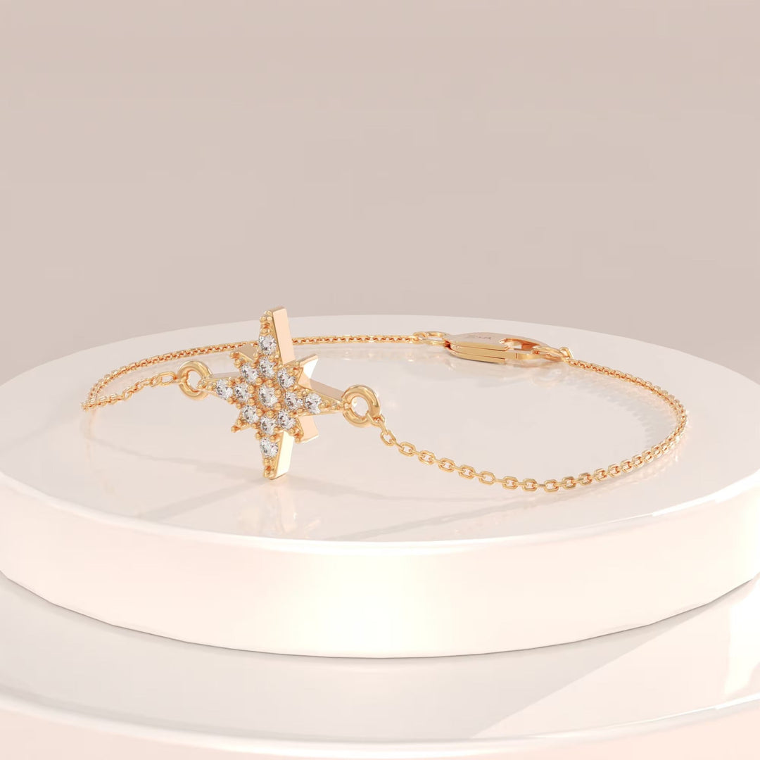 Round Cut Diamond Tiny Star Bracelet For Gift - Doozy Diamonds