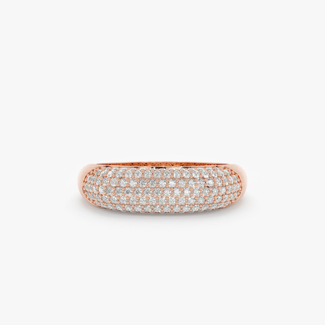 Round Cut Diamond Solid Gold Cigar Wedding Band for Her - Doozy Diamonds