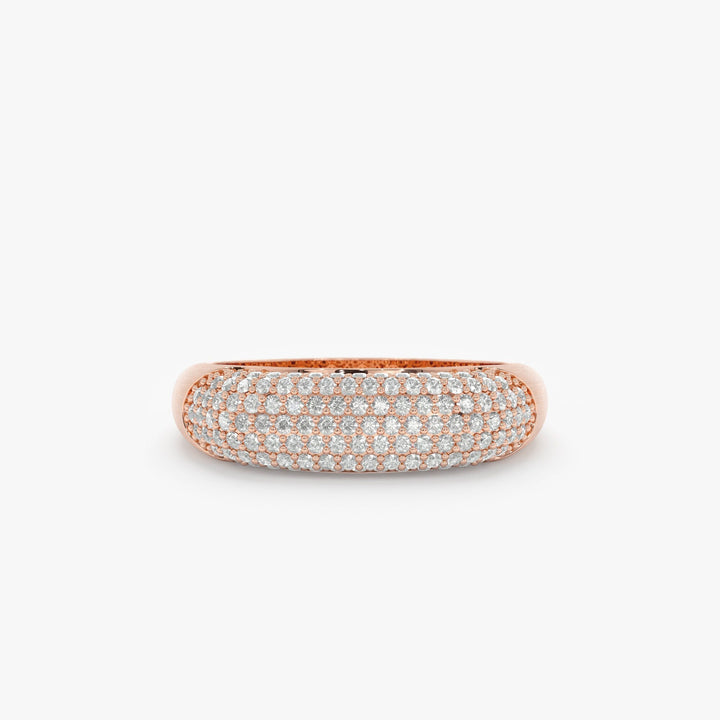 Round Cut Diamond Solid Gold Cigar Wedding Band for Her - Doozy Diamonds