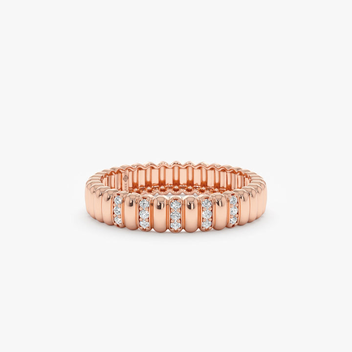 Round Cut Diamond Half Eternity Unique Wedding Ring for Her - Doozy Diamonds