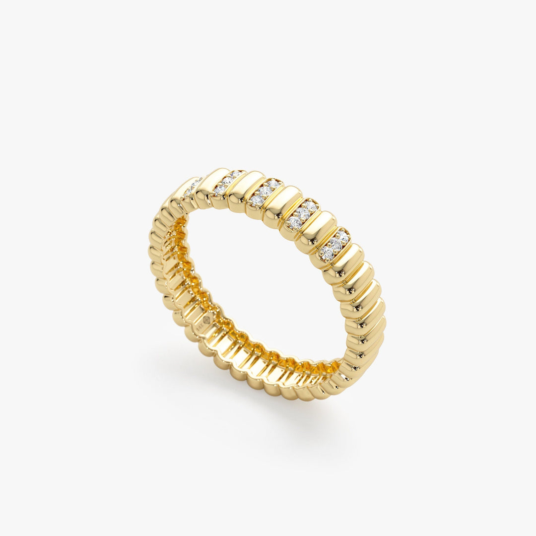 Round Cut Diamond Half Eternity Unique Wedding Ring for Her - Doozy Diamonds