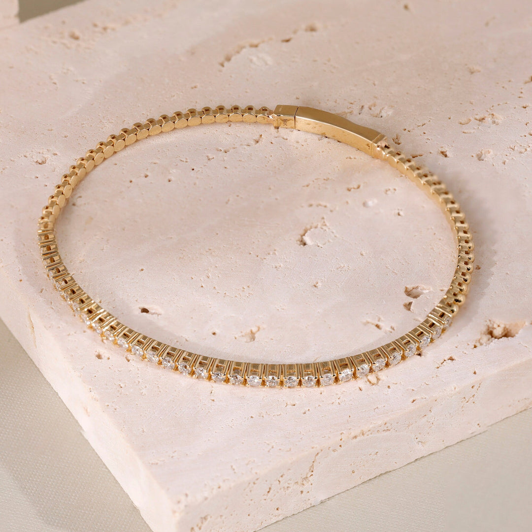 Round Cut Diamond Flexible Bracelet Bangle for Every Day - Doozy Diamonds