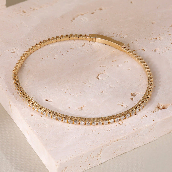 Round Cut Diamond Flexible Bracelet Bangle for Every Day - Doozy Diamonds